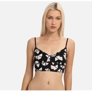 NEW! Marc by Marc Jacobs Bra Top with Zipper in BLACK MULTI (L)